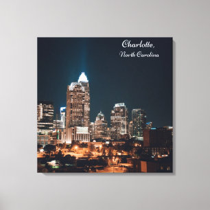 Toile Charlotte North Carolina City Skyline Nuit