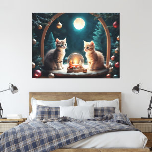 Toile Charmant chatons de Noël au décor festif