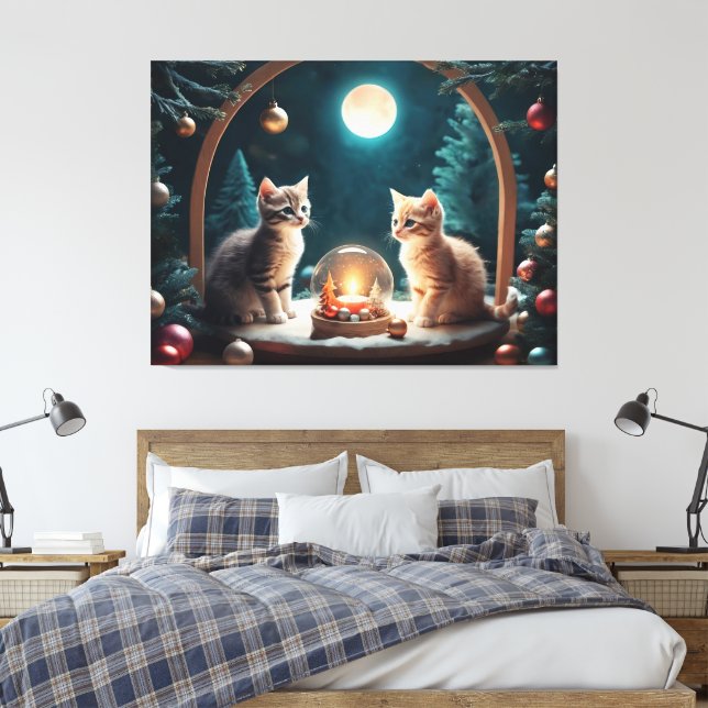 Toile Charmant chatons de Noël au décor festif (Insitu(Chambre))
