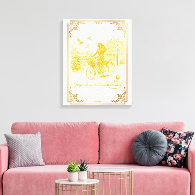Toile Charme des ponts arqués d'Amsterdam en or (Insitu(Salon))