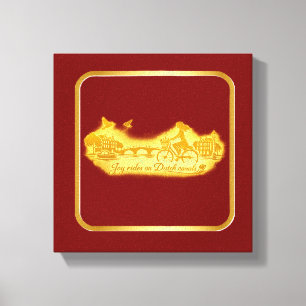Toile Charme des ponts arqués d'Amsterdam en or