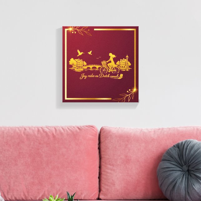 Toile Charme des ponts arqués d'Amsterdam en or (Insitu(Salon))