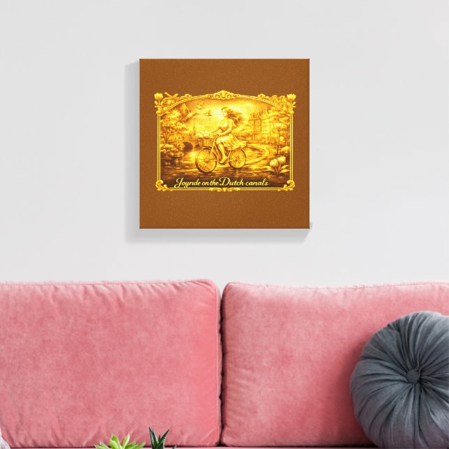 Toile Charme des ponts arqués d'Amsterdam en or (Insitu(Salon))