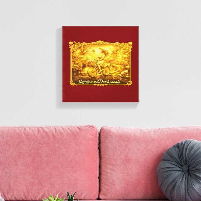 Toile Charme des ponts arqués d'Amsterdam en or (Insitu(Salon))
