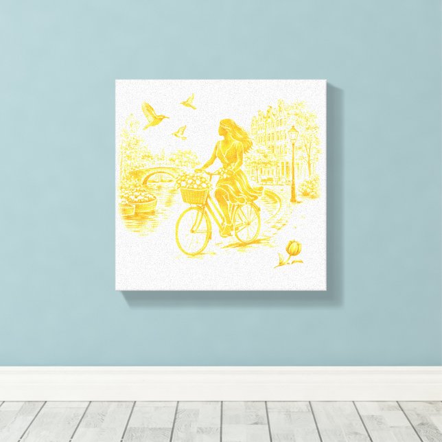 Toile Charme des ponts arqués d'Amsterdam en or (Insitu (Plancher de Bois))