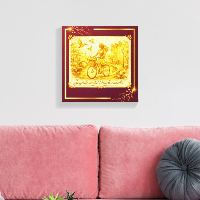 Toile Charme des ponts arqués d'Amsterdam en or (Insitu(Salon))