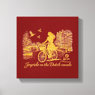 Toile Charme des ponts arqués d'Amsterdam en or