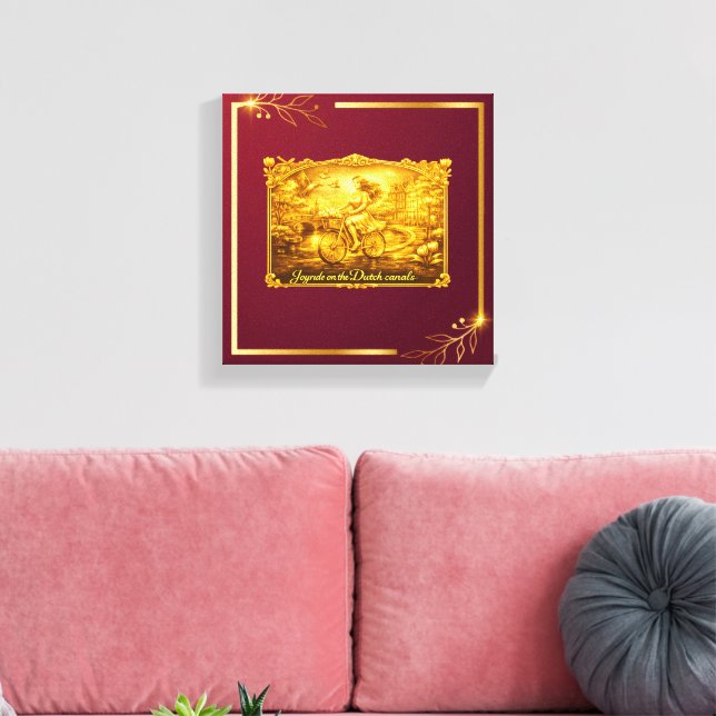 Toile Charme des ponts arqués d'Amsterdam en or (Insitu(Salon))