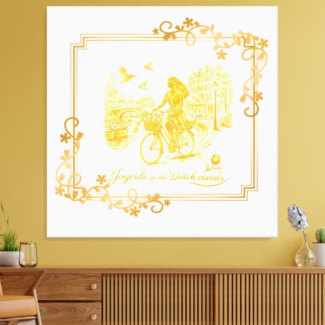 Toile Charme des ponts arqués d'Amsterdam en or (Insitu(Salon))