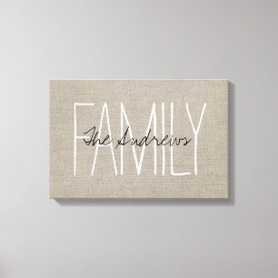 Toile Charme Rustique Monogramme de Famille