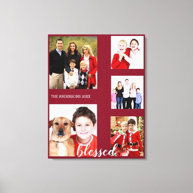 Toile Charming Holiday Famille Photo Collage Monogramme (Recto)