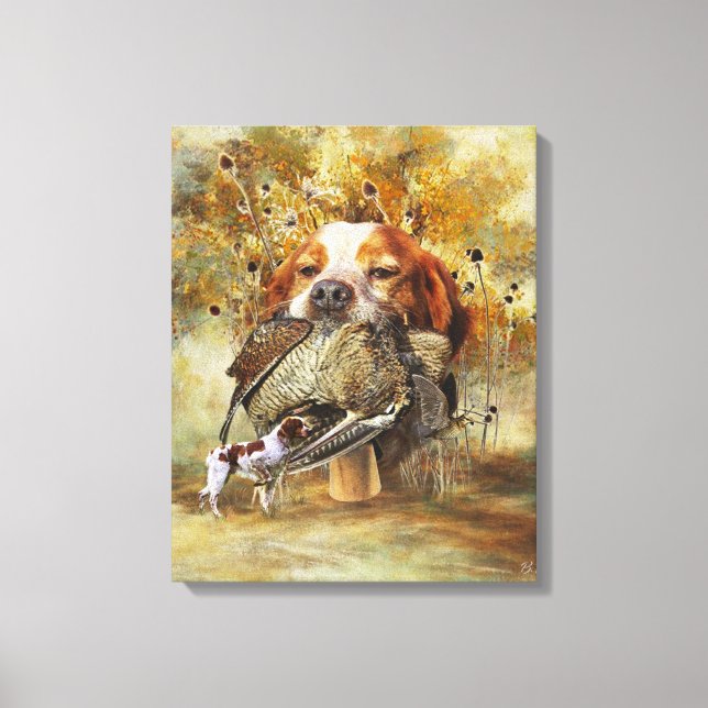 Toile Chasse à la bécasse avec Bretagne Spaniel (Recto)