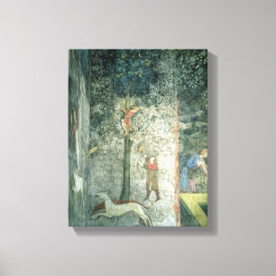 Toile Chasse aux chiens et aux hommes escalade un arbre