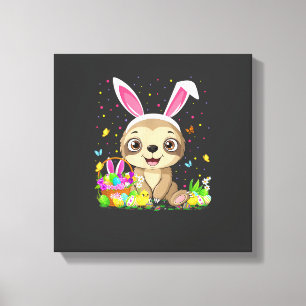 Toile Chasse aux œufs de Pâques Paresseux Mignon Lapin O
