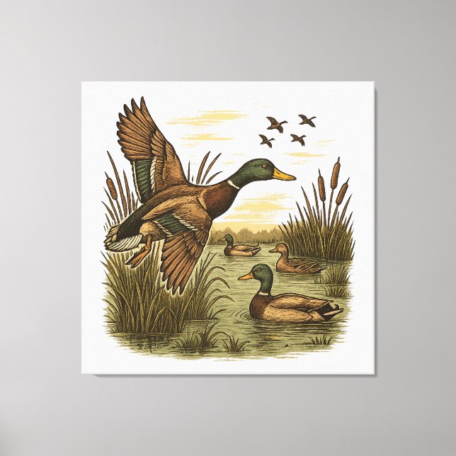 Toile Chasse-Rétro-Volant-Caner-Colvert (Recto)