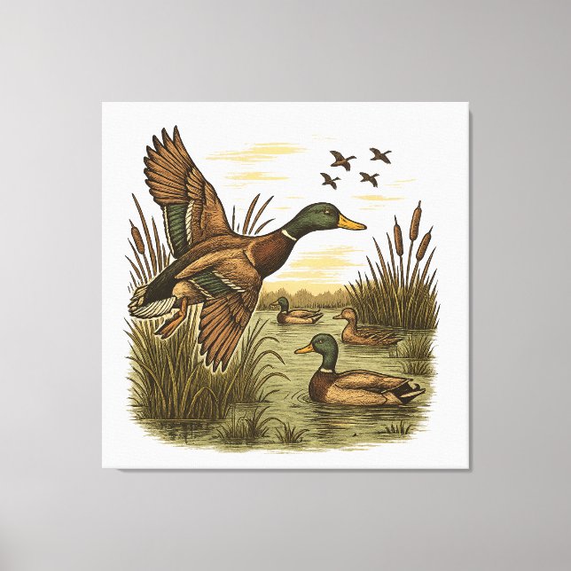 Toile Chasse-Rétro-Volant-Colvert (Recto)