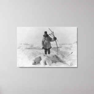 Toile Chasseur esquimau avec la photographie d'ours