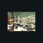 Toile Chasseurs dans la neige par Pieter Bruegel l'Ancie<br><div class="desc">Hunters in the Snow par Pieter Bruegel the Elder, 1565, est une peinture à l'huile et à la température des oeufs d'un vaste paysage d'hiver avec un trio de chasseurs et leurs chiens de retour dans leur ville dans la neige. Silhouettés contre la neige blanche, les chasseurs ne portent qu'un...</div>