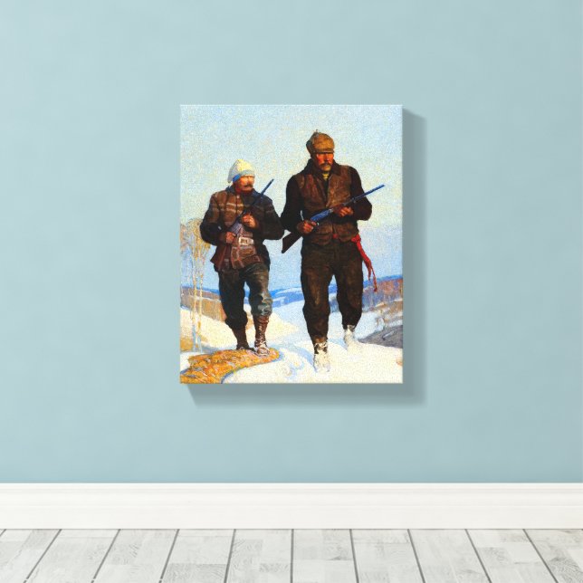 Toile Chasseurs de cerfs par Newell Convers Wyeth (Insitu (Plancher de Bois))