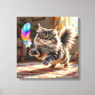 Toile Chat à la luffée mignonne à la recherche d'une plu