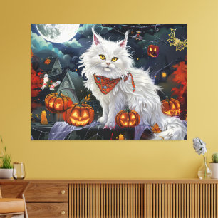 Toile Chat angora turc Halloween effrayant