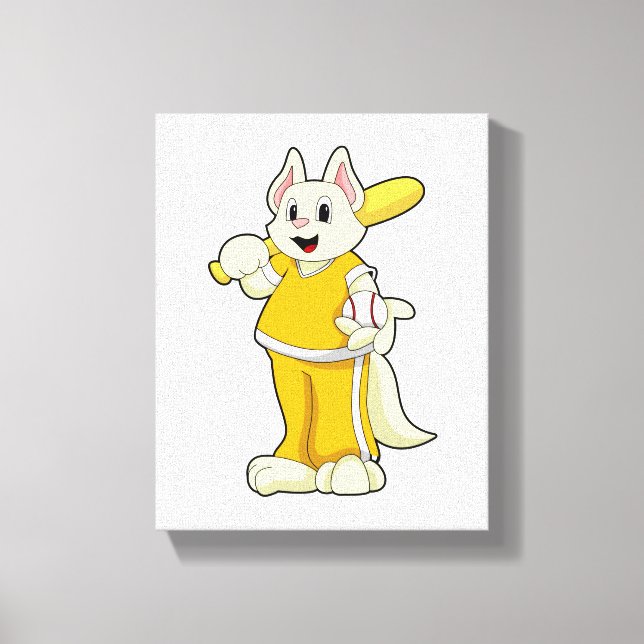 Toile Chat au baseball avec batte de baseball (Recto)