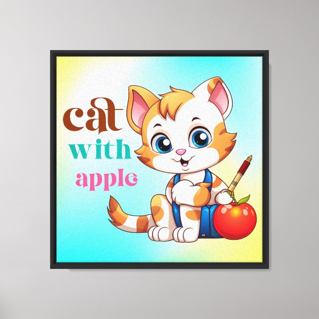 Toile Chat Avec Apple-85242 (Recto)