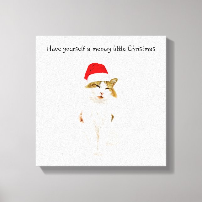 Toile Chat avec Casquette Père Noël (Recto)