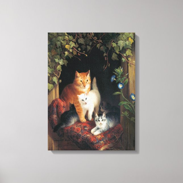 Toile Chat avec chatons (Art animal) (Recto)