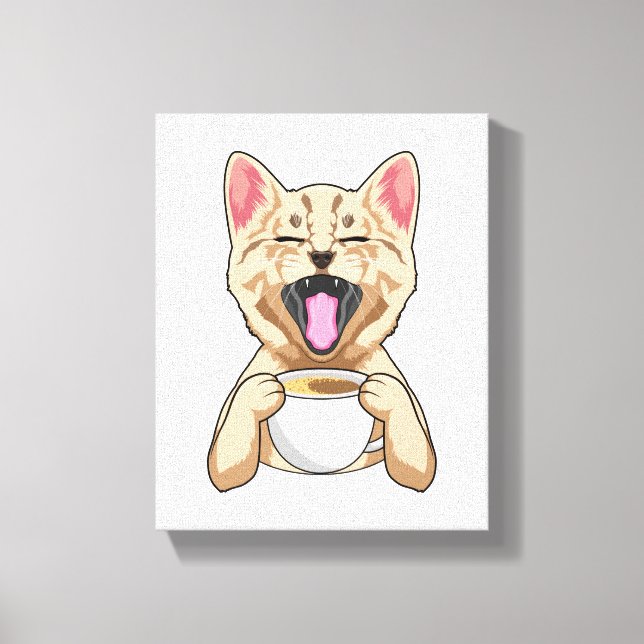 Toile Chat avec tasse de café (Recto)