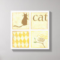 Chat Brown et oiseau jaune par Chariklia Zarris