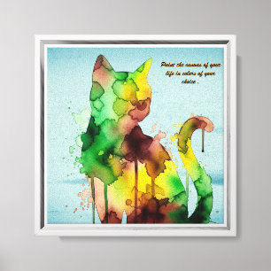 Toile Chat Brushstroke Watercolor Wall Art - "Peindre le