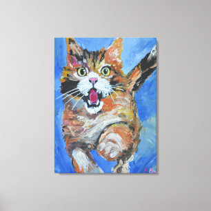 Toile Chat calicot joueur qui saute