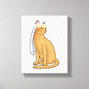 Toile Chat comme Mariée avec Voile