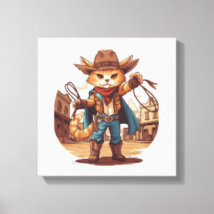 Toile Chat Cowboy