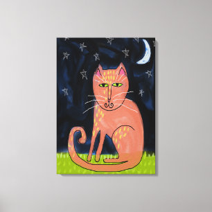 Toile Chat dans la peinture Abstraite au clair de lune