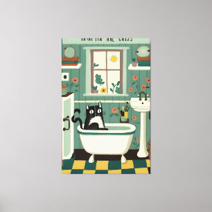 Toile Chat dans la salle de bain V17