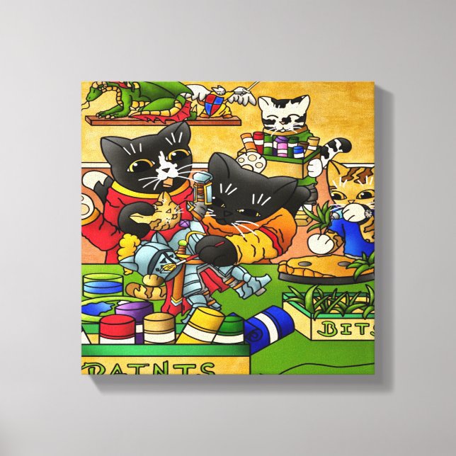 Toile Chat de chevalier miniature modèle de peinture cha (Recto)