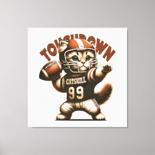 Toile Chat de football américain - Touchdown Purrfection