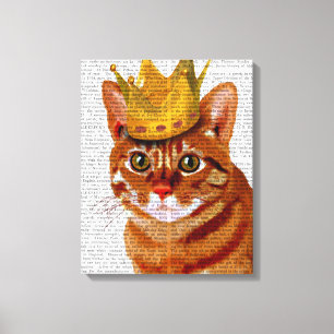 Toile Chat de gingembre avec Portrait de Couronne