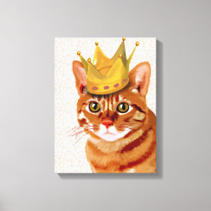 Toile Chat de gingembre avec Portrait de Couronne