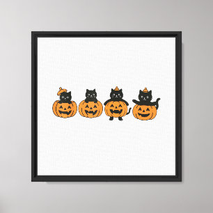 Toile Chat de Halloween Citrouille Chat Noir Vintage 90