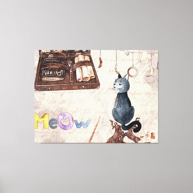 Toile Chat de l'école de magie mignon Miaou (Recto)