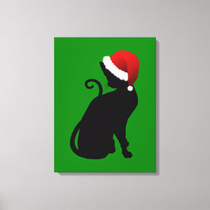 Toile Chat de Père Noël