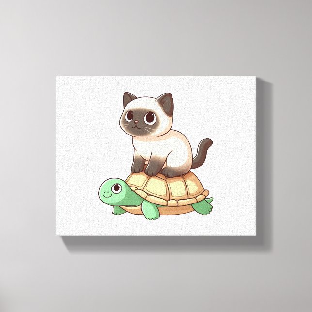 Toile Chat de Siamese promenade tortue (Recto)