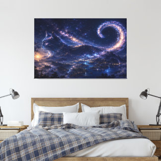 Toile Chat d'esprit céleste sous la lune de la galaxie