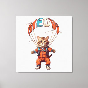 Toile Chat drôle de parachutisme
