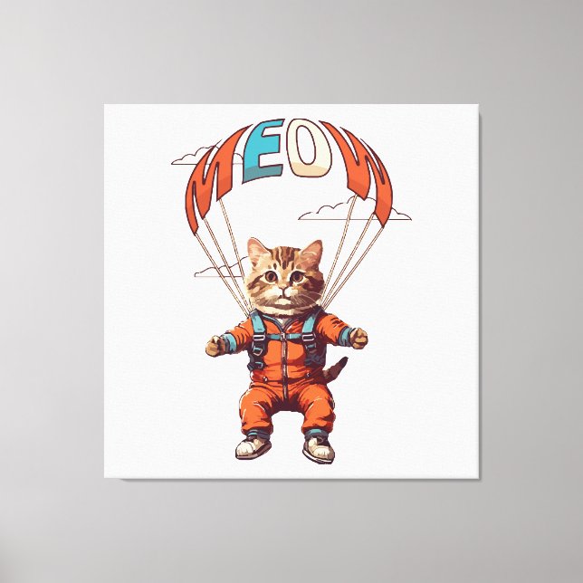 Toile Chat drôle de parachutisme (Recto)