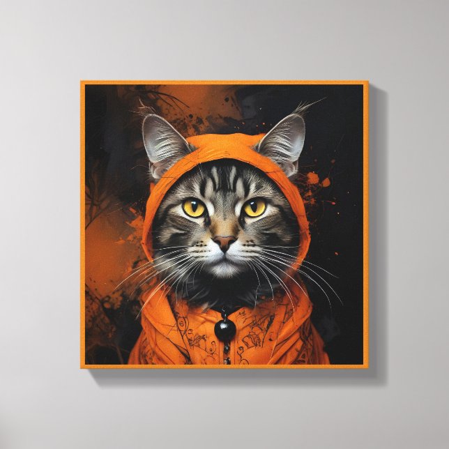 Toile Chat éffrayant d'Halloween caché (Recto)