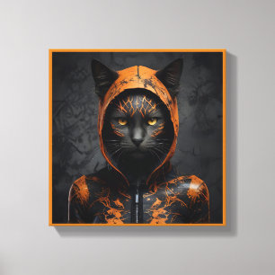 Toile Chat éffrayant d'Halloween caché